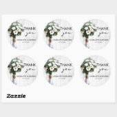 Witte bloemenbruiloft boeket gunsten ronde sticker (Vel)