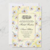Witte bloemenbruiloft en geel islamitische bruilof kaart (Voorkant)