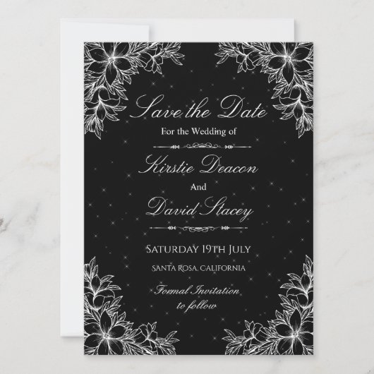 Witte bloemenbruiloft uitnodiging (Voorkant)