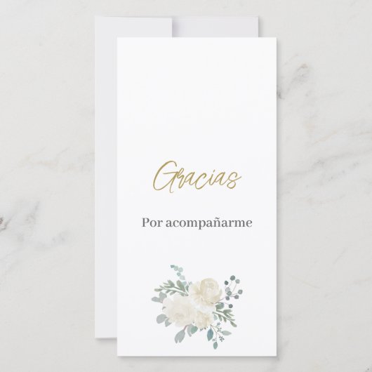 Witte bloemendoop bedankkaart (Achterkant)