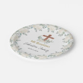 Witte bloemendoop papieren bordje (Gekanteld)