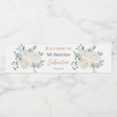 Witte bloemendoop waterfles etiket (Enkel label)