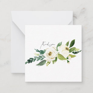 Witte bloemenelegante bruiloft blanco dank u notitiekaartje