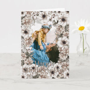 Witte bloemenfoto Moederdag Kaart