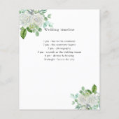 Witte bloemengroen bruiloft programma details flyer (Achterkant)