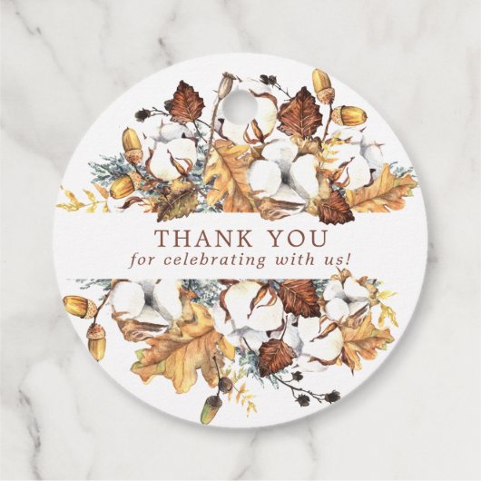 Witte bloemenherfst herfst bladeren bruiloft dank bedankjes labels (Achterkant)