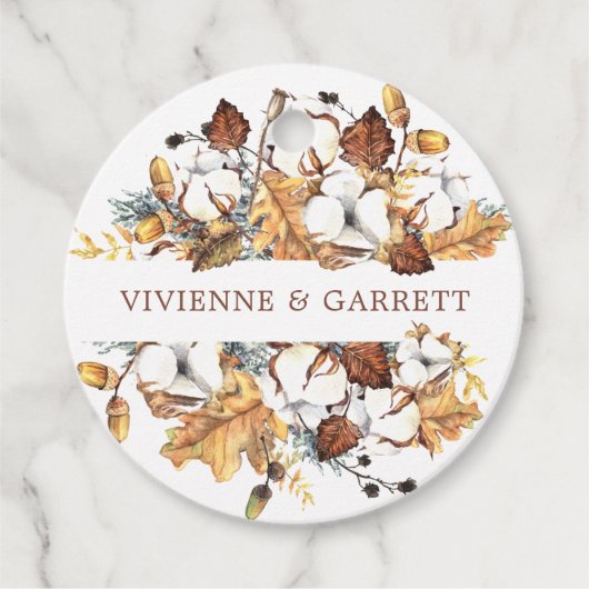 Witte bloemenherfst herfst bladeren bruiloft dank bedankjes labels (Voorkant)