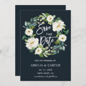 Witte bloemenkrans Trouw Save the Date Ca (Voorkant / Achterkant)