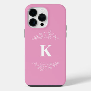 Witte bloemenmonogram iPhone / iPad hoesje iPhone 14 Pro Max Hoesje