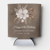 Witte Bloemenneutrale Herfst 80ste Verjaardag Blikjeskoeler (Voorkant)