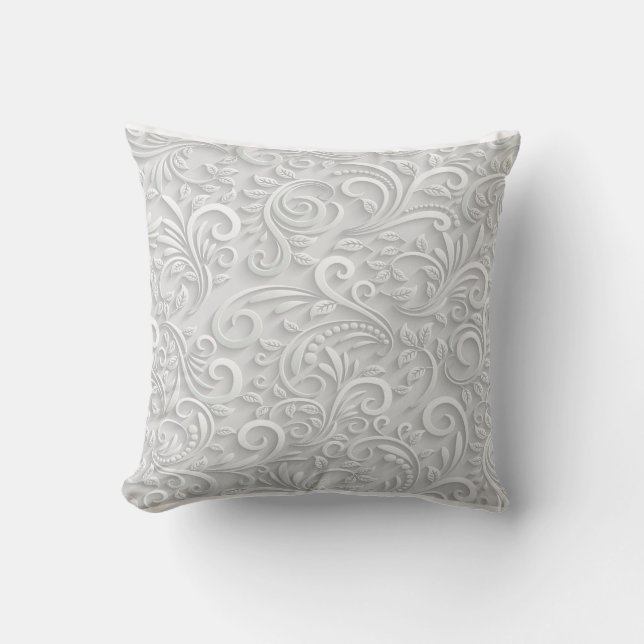 witte bloemenprint kussen (Voorkant)
