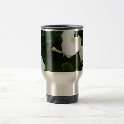 Witte bloemenroestvrijstalen reizen / pendelaar Mo Reisbeker (Center)