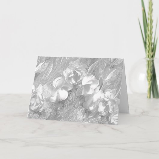 Witte bloemenstof met wit, blanco kaart van binnen (Voorkant)
