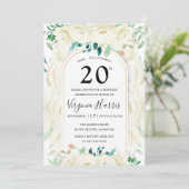 Witte bloementuin 20e verjaardag kaart (Staand voorkant)