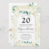 Witte bloementuin 20e verjaardag kaart (Voorkant / Achterkant)