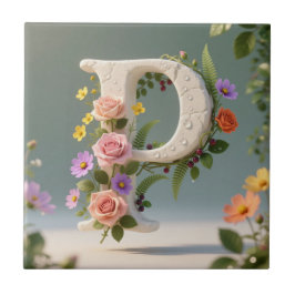 Witte bloementuin monogram letter P Tegeltje