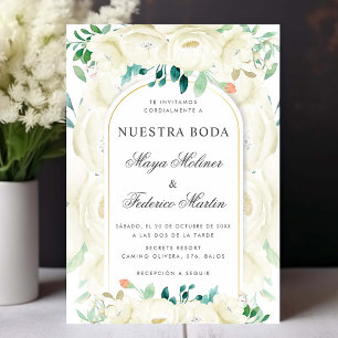 Witte bloementuin Nuestra Boda Spaanse bruiloft Kaart
