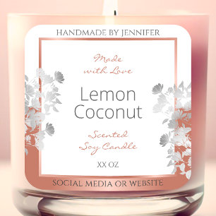 Witte bloemenverpakkingsetiketten Roos Gold Vierkante Sticker