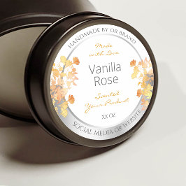 Witte bloemenverpakkingslabel Sinaasappel Silver Ronde Sticker