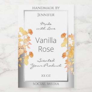 Witte bloemenverpakkingslabel Sinaasappel Silver Voedselcontainer Etiket