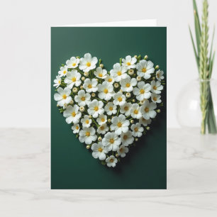 Witte bloemhart liefdeskaart kaart