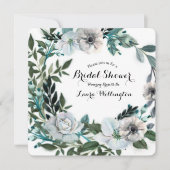 Witte bloemige bloemen botanische groen krans kaart (Voorkant)