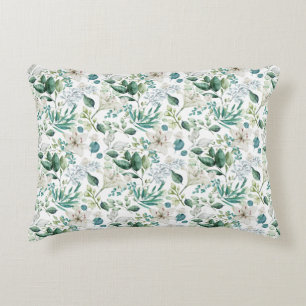 Witte bloemige bloemen groen Eucalyptus Elegant Accent Kussen