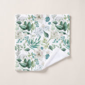 Witte bloemige bloemen groen eucalyptus elegant bad handdoek (Wasdoekje)