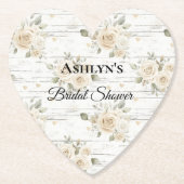 Witte Bloemige Boho Bruidsborrel Kartonnen Onderzetters (Voorkant)