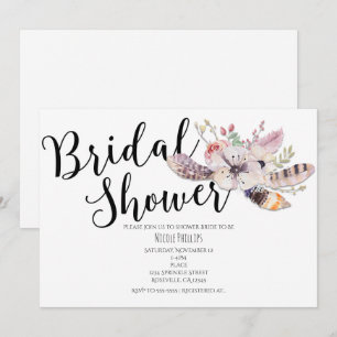 Witte Bloemige Boho Chic Bruiloft Uitnodigingen