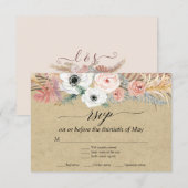 Witte Bloemige Boho Pampas Gras Tropische Palm RSV RSVP Kaartje (Voorkant / Achterkant)