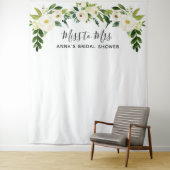 Witte bloemige bruidsbruiloft achterwand wandkleed (In situ)