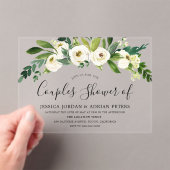 Witte bloemige bruidsdouche voor alle seizoenen vo acryl uitnodigingen (Insitu (Draagbaar))