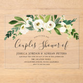 Witte bloemige bruidsdouche voor alle seizoenen vo acryl uitnodigingen (Voorkant)