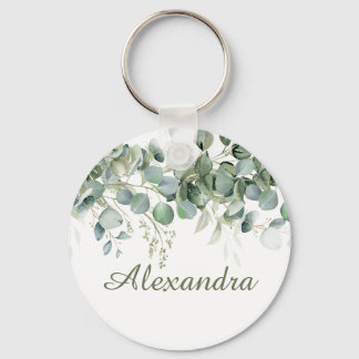 Witte bloemige bruidsmeisje cadeau sleutelhanger