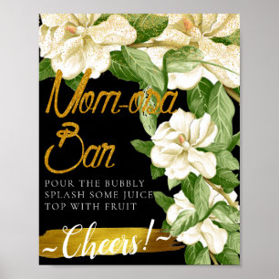 Witte bloemige elegante Mimosa Bar bord Poster