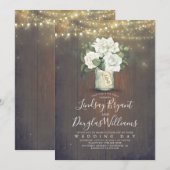 Witte bloemige glazen pot rustieke landelijke brui kaart (Voorkant / Achterkant)