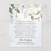 Witte bloemige groenbladeren gevouwen rouwkaarten  briefkaart (Voorkant)