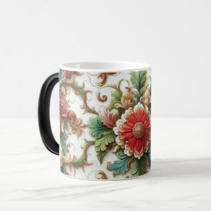 Witte bloemige keramische koffiemok, 15oz magische mok