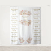 Witte bloemige Pampas Step & Repeat Bautizo Achter Wandkleed (Voorkant)