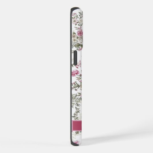  witte bloemige roze rozenbloemen iPhone hoesje (Rechterkant)