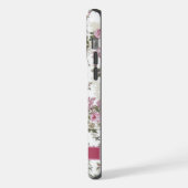 witte bloemige roze rozenbloemen iPhone hoesje (Linkerkant)