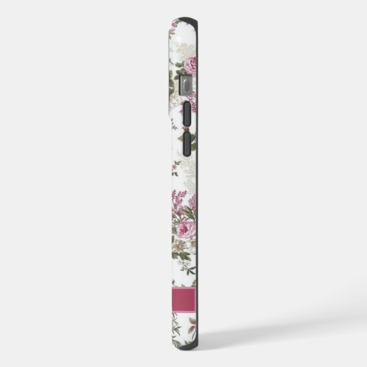  witte bloemige roze rozenbloemen iPhone hoesje (Linkerkant)