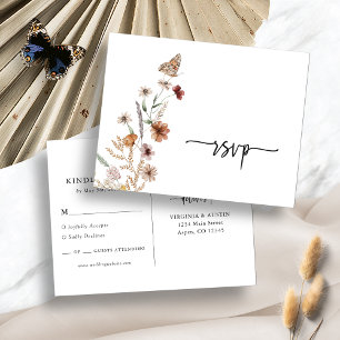 Witte bloemige RSVP-huwelijkspostkaart Briefkaart