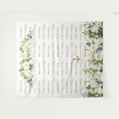 Witte bloemige stap & herhaal gouden doop achtergr wandkleed (Voorkant (horizontaal))