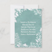 Witte bloemige tafelnummer zitplaatskaart in elke  (Achterkant)