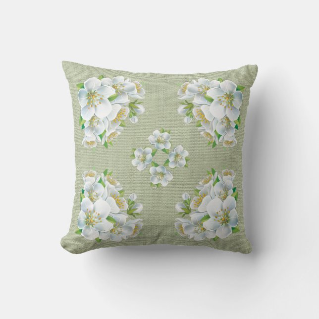 Witte bloemkussen kussen (Voorkant)