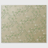 Witte bloemrank op goud inpakpapier (Vlak)