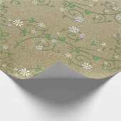 Witte bloemrank op goud inpakpapier (Hoek)