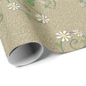 Witte bloemrank op goud inpakpapier (Rol Hoek)